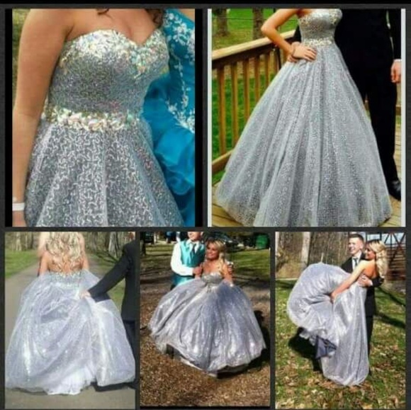 Silver Ballgown Prom Dress- David's Bridal - Picture 1 of 2